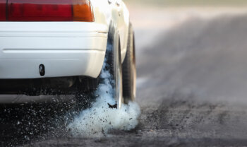 rubber burning off a car tire