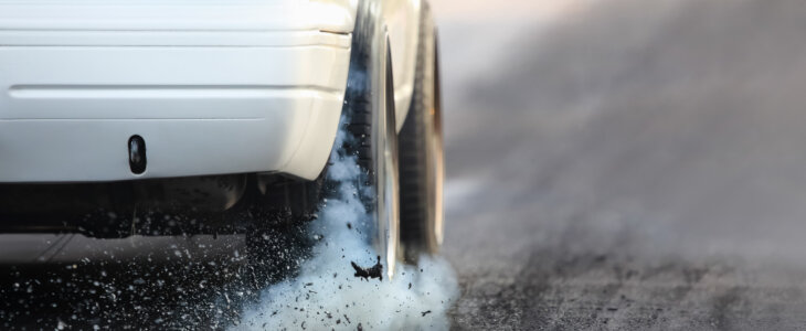 rubber burning off a car tire