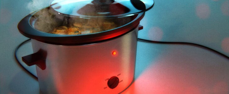 Photorealistic render of slow cooker.