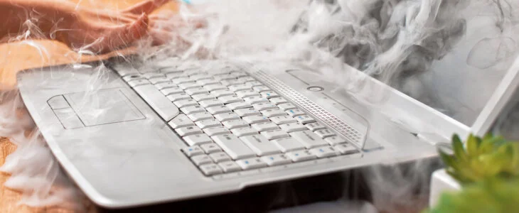 Smoke coming out from laptop